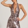 Avenza Minikleid mit Paillettenverzierung und Neckholder in Silber Avenza Minikleid mit Paillettenverzierung und Neckholder in Silber