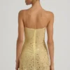 Averie Transparentes, verziertes Minikleid mit quadratischem Ausschnitt in Gelb Averie Transparentes, verziertes Minikleid mit quadratischem Ausschnitt in Gelb