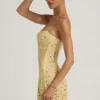 Averie Transparentes, verziertes Minikleid mit quadratischem Ausschnitt in Gelb Averie Transparentes, verziertes Minikleid mit quadratischem Ausschnitt in Gelb