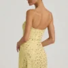 Averie Transparentes, verziertes Minikleid mit quadratischem Ausschnitt in Gelb Averie Transparentes, verziertes Minikleid mit quadratischem Ausschnitt in Gelb