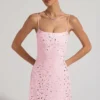 Averie Transparentes, verziertes Minikleid mit quadratischem Ausschnitt in Pink Averie Transparentes, verziertes Minikleid mit quadratischem Ausschnitt in Pink