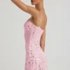 Averie Transparentes, verziertes Minikleid mit quadratischem Ausschnitt in Pink Averie Transparentes, verziertes Minikleid mit quadratischem Ausschnitt in Pink
