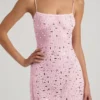 Averie Transparentes, verziertes Minikleid mit quadratischem Ausschnitt in Pink Averie Transparentes, verziertes Minikleid mit quadratischem Ausschnitt in Pink