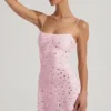 Averie Transparentes, verziertes Minikleid mit quadratischem Ausschnitt in Pink Averie Transparentes, verziertes Minikleid mit quadratischem Ausschnitt in Pink