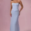 Avielle Satin-Korsett-Brautjungfernkleid in Puderblau Avielle Satin-Korsett-Brautjungfernkleid in Puderblau