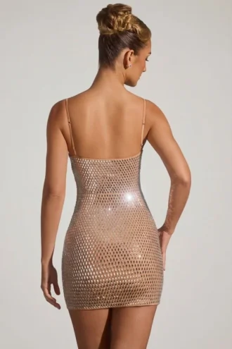 Ayleen Minikleid mit Verzierungen und Cut-outs in Mandel