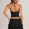 Azaria Modal Rüschen-Mini-Skort mit mittlerer Leibhöhe in Schwarz Azaria Modal Rüschen-Mini-Skort mit mittlerer Leibhöhe in Schwarz
