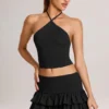 Azaria Modal Rüschen-Mini-Skort mit mittlerer Leibhöhe in Schwarz Azaria Modal Rüschen-Mini-Skort mit mittlerer Leibhöhe in Schwarz