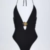 Bahari Cut-Out-Badeanzug mit Metallverzierung in Schwarz Bahari Cut-Out-Badeanzug mit Metallverzierung in Schwarz