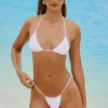 Bali verzierte String-Bikini-Unterteile mit Kordelzug in Weiß