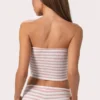 Bandeau-Oberteil aus geripptem Jersey mit rosa Streifen Bandeau-Oberteil aus geripptem Jersey mit rosa Streifen