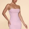 Basel Verziertes trägerloses Minikleid mit Wasserfallausschnitt in Blush Basel Verziertes trägerloses Minikleid mit Wasserfallausschnitt in Blush