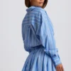 Baumwoll-Popeline-Streifen-Multifunktions-Cropped-Shirt in Blau gestreift Baumwoll-Popeline-Streifen-Multifunktions-Cropped-Shirt in Blau gestreift