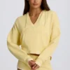 Baumwolljersey-Hoodie mit V-Ausschnitt in Lemon Baumwolljersey-Hoodie mit V-Ausschnitt in Lemon
