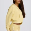 Baumwolljersey-Hoodie mit V-Ausschnitt in Lemon Baumwolljersey-Hoodie mit V-Ausschnitt in Lemon