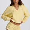 Baumwolljersey-Hoodie mit V-Ausschnitt in Lemon Baumwolljersey-Hoodie mit V-Ausschnitt in Lemon