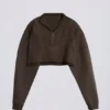 Baumwolljersey-Sweatshirt mit Acid-Wash-Effekt in Braun Baumwolljersey-Sweatshirt mit Acid-Wash-Effekt in Braun