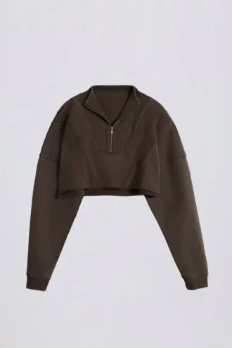Baumwolljersey-Sweatshirt mit Acid-Wash-Effekt in Braun