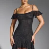 Beaufort Mini-Kleid mit Verzierungen und Cold-Shoulder-Ausschnitt in Schwarz