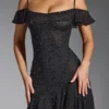 Beaufort Mini-Kleid mit Verzierungen und Cold-Shoulder-Ausschnitt in Schwarz