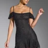 Beaufort Mini-Kleid mit Verzierungen und Cold-Shoulder-Ausschnitt in Schwarz