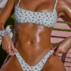 Bedruckte Micro-Bademode mit tiefem Beinausschnitt in Mint