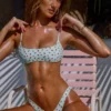 Bedruckte Micro-Bademode mit tiefem Beinausschnitt in Mint
