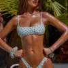 Bedruckte Micro-Bademode mit tiefem Beinausschnitt in Mint