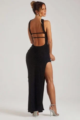 Belgravia Bandeau-Maxikleid mit Verzierungen in Schwarz