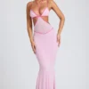 Bella Abendkleid mit kontrastierenden Einfassungen und Cut-outs in zartem Rosa Bella Abendkleid mit kontrastierenden Einfassungen und Cut-outs in zartem Rosa