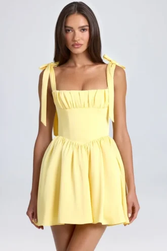 Bellamy Drapiertes Korsett-Minikleid in Lemon Sherbet