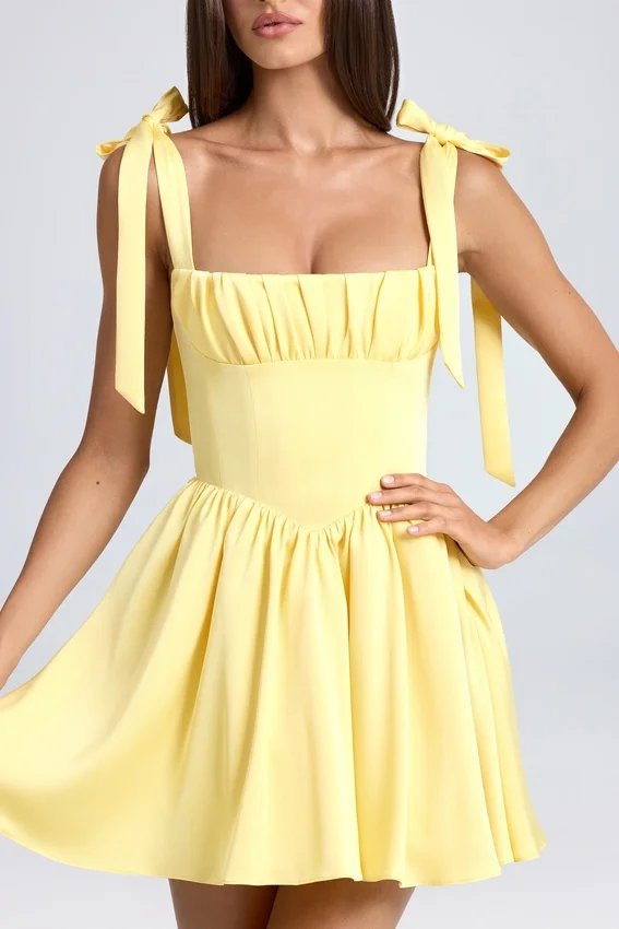 Bellamy Drapiertes Korsett-Minikleid in Lemon Sherbet Bellamy Drapiertes Korsett-Minikleid in Lemon Sherbet