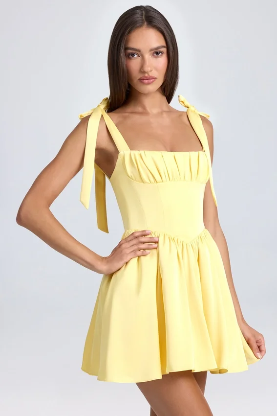 Bellamy Drapiertes Korsett-Minikleid in Lemon Sherbet Bellamy Drapiertes Korsett-Minikleid in Lemon Sherbet