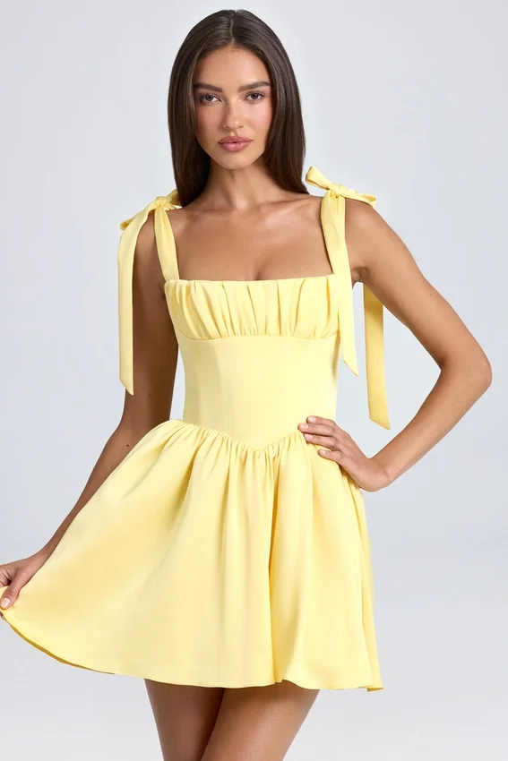 Bellamy Drapiertes Korsett-Minikleid in Lemon Sherbet Bellamy Drapiertes Korsett-Minikleid in Lemon Sherbet