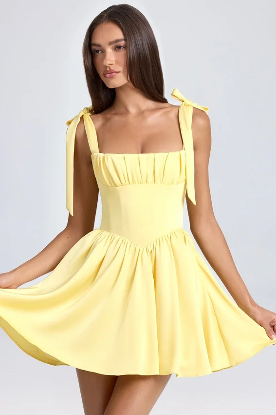 Bellamy Drapiertes Korsett-Minikleid in Lemon Sherbet Bellamy Drapiertes Korsett-Minikleid in Lemon Sherbet