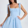 Bellamy Drapiertes Korsett-Minikleid in Powder Blue Bellamy Drapiertes Korsett-Minikleid in Powder Blue