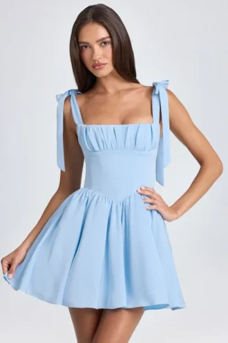 Bellamy Drapiertes Korsett-Minikleid in Powder Blue
