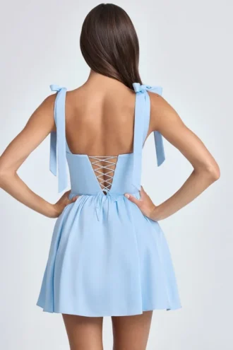 Bellamy Drapiertes Korsett-Minikleid in Powder Blue