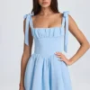 Bellamy Drapiertes Korsett-Minikleid in Powder Blue Bellamy Drapiertes Korsett-Minikleid in Powder Blue