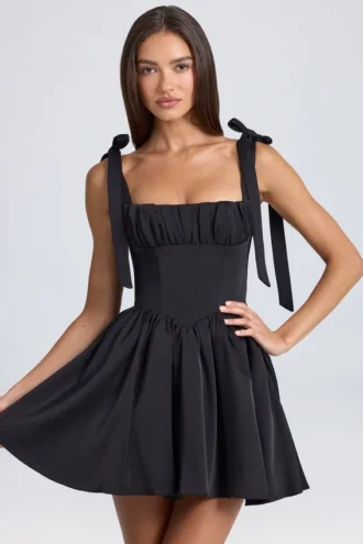 Bellamy Drapiertes Korsett-Minikleid in Schwarz