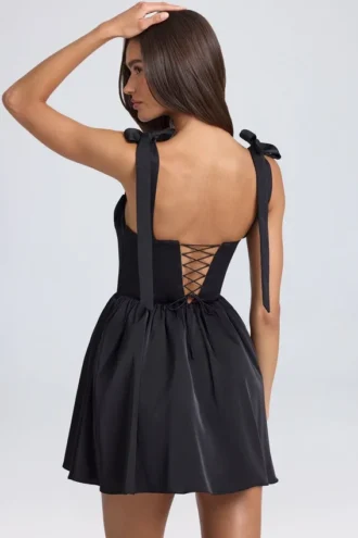 Bellamy Drapiertes Korsett-Minikleid in Schwarz