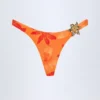 Beqa Bikinihosen mit Metallverzierung im Orange-Orchideen-Print Beqa Bikinihosen mit Metallverzierung im Orange-Orchideen-Print