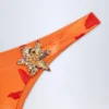 Beqa Bikinihosen mit Metallverzierung im Orange-Orchideen-Print Beqa Bikinihosen mit Metallverzierung im Orange-Orchideen-Print