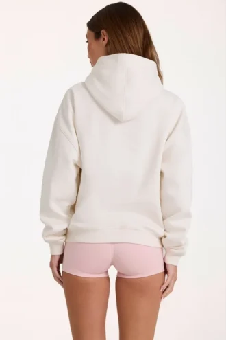 Übergroßer Hoodie mit Applikation in Elfenbein