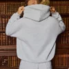 Bestickter Oversize-Hoodie in Grau meliert