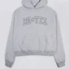 Bestickter Oversize-Hoodie in Grau meliert