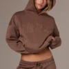 Bestickter Oversize-Hoodie in Kakao