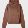 Bestickter Oversize-Hoodie in Kakao