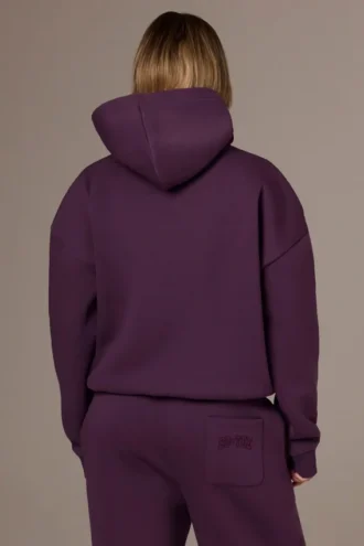 Bestickter Oversize-Hoodie in Pflaume