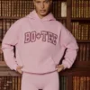 Bestickter Oversize-Hoodie in Puderrosa